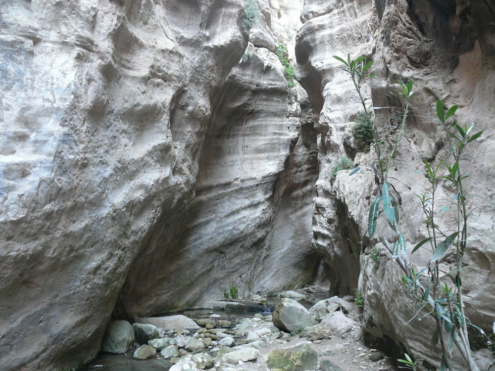 A narrow Gorge with white limestone sites