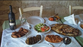 Cyprus dishes on the table of a village restaurant