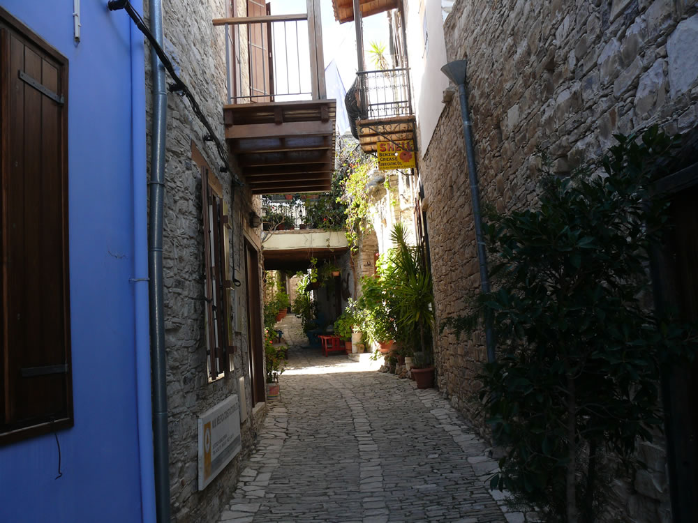 In a Pano Lefkara village alley